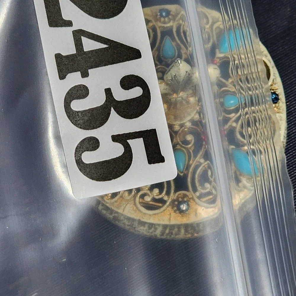 Vintage Florenza Fleur de Lis‎ Trinket Box Jeweled Turquoise Filigree Victorian
